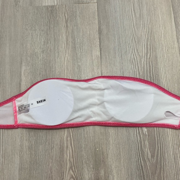 NWOT shein medium pink sparkly bandeau bikini top - Picture 3 of 5
